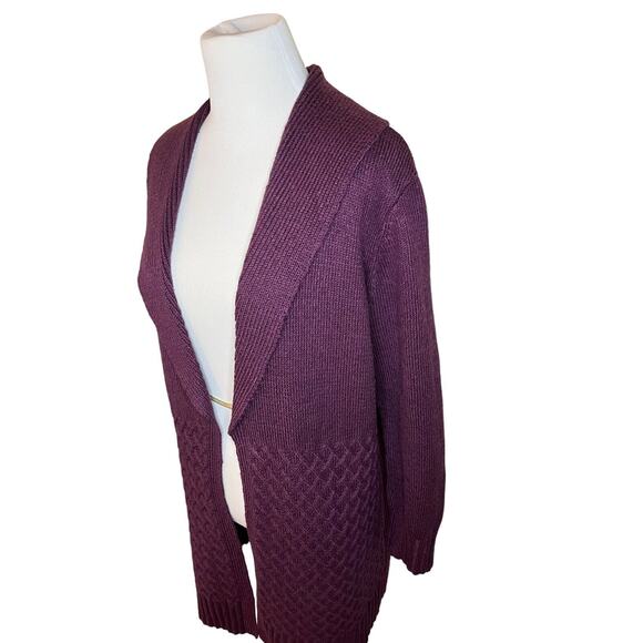 Chico’s Size 2 Purple Open Front Duster Cardigan Sweater Cotton Blend 12/14 - Picture 3 of 8